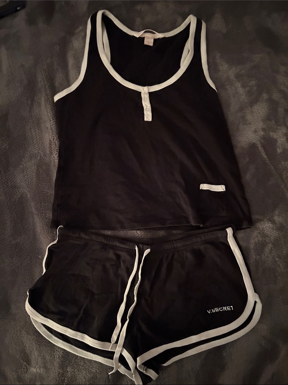 Victoria's Secret Black and White Pajama Tank & Shorts Set